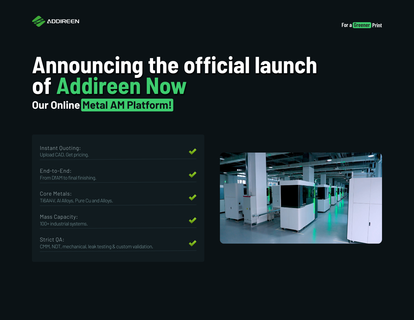 [News] Introducing the Addireen 3D Printing Platform: Instant Quotes for Titanium, and Aluminum